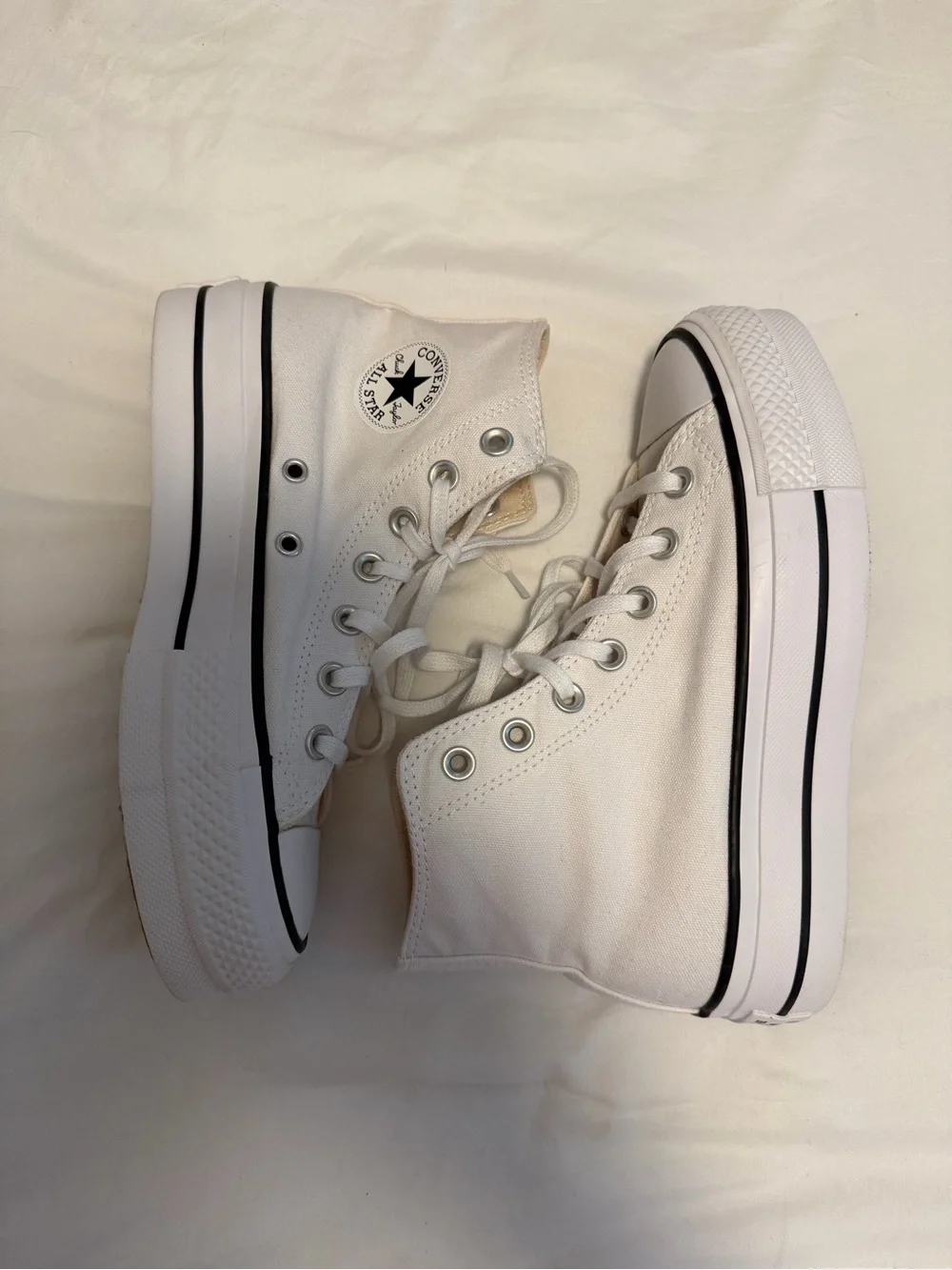 Converse Platform High Top Sneakers - White with Black Trim - Picture 5 of 9